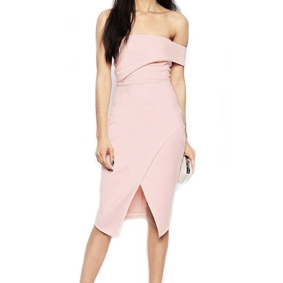 BLUSH PINK MIDI BANDAGE DRESS - Picture 5 of 5
